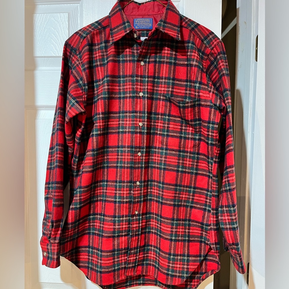 Authentic Wool Pendleton Tartan Button Up Size Me… - image 1